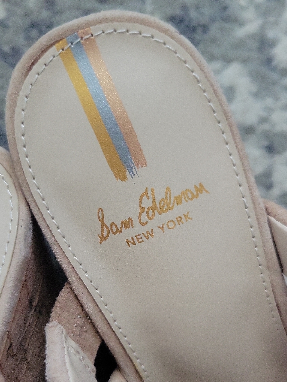 Sam Edelman Nude Beige Cork Wedge Slide Mules - Picture 10 of 10